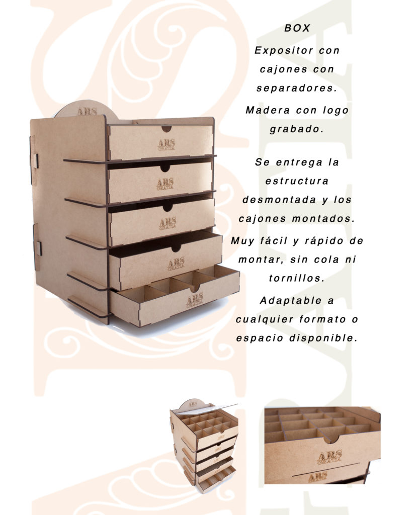 Custom drawers display in mdf wood