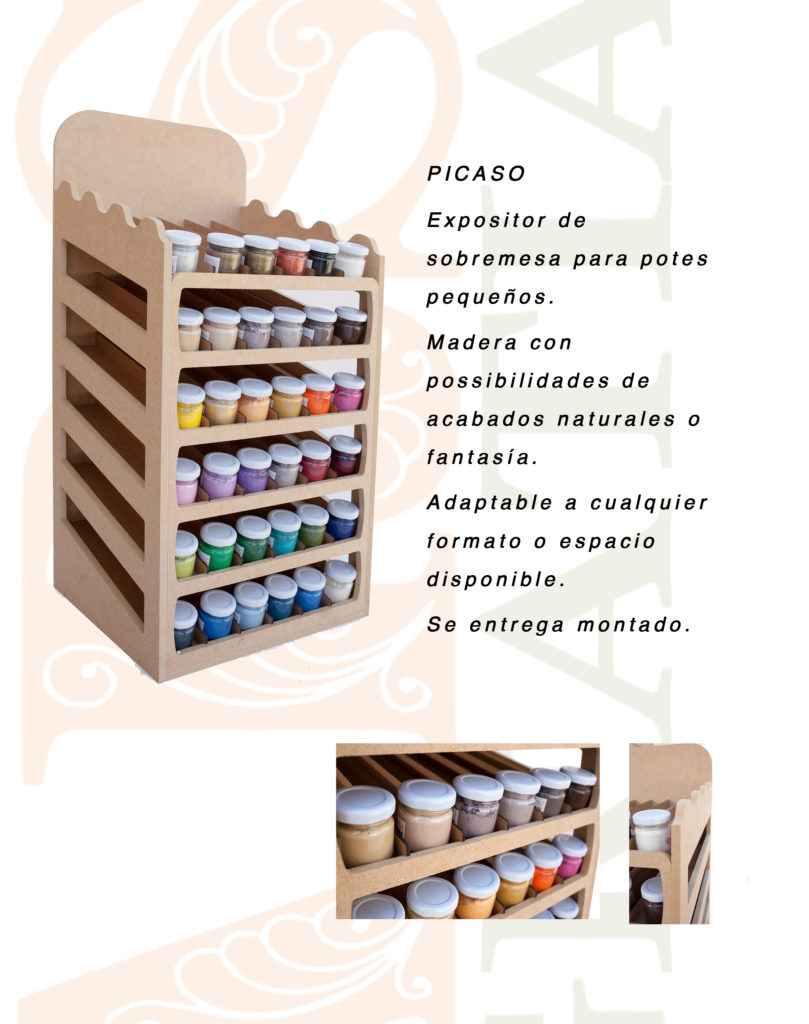 Wooden display for paint bottles